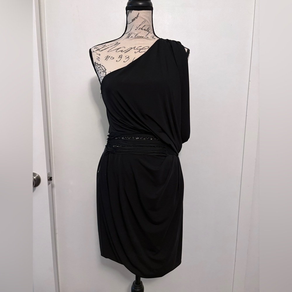 MM Couture Black One-Shoulder Dress